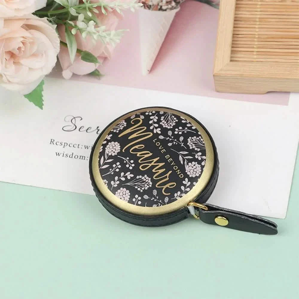 1.5m Centimeter Inch Roll Tape Portable Retractable Vintage PU Leather Mini Tape
