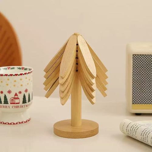 Bamboo Coaster Set with Tree Design – Heat-Resistant & Eco-Friendly