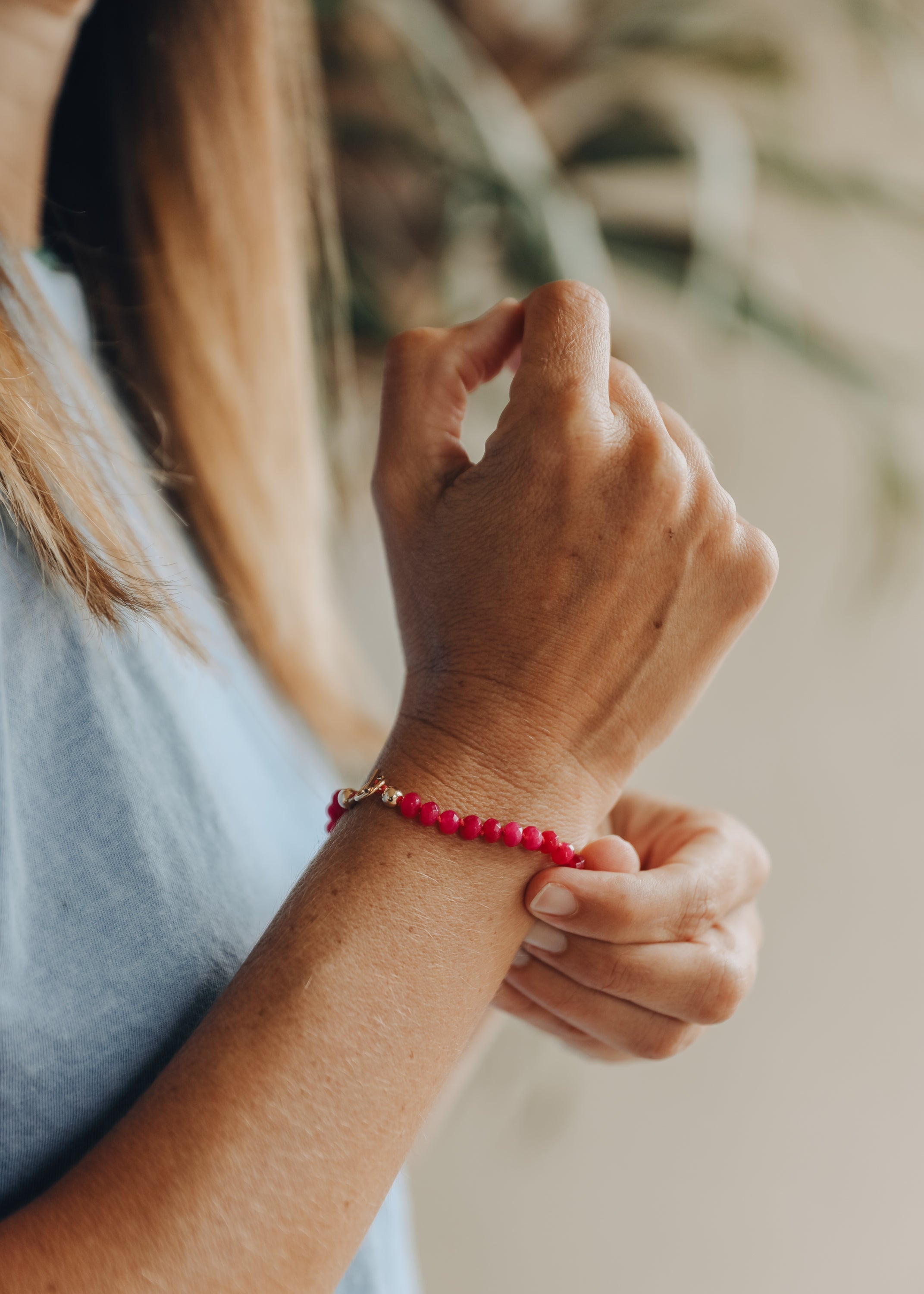 Pink Jade + 14k Gold Filled Toggle || Gemstone Bracelet or Anklet