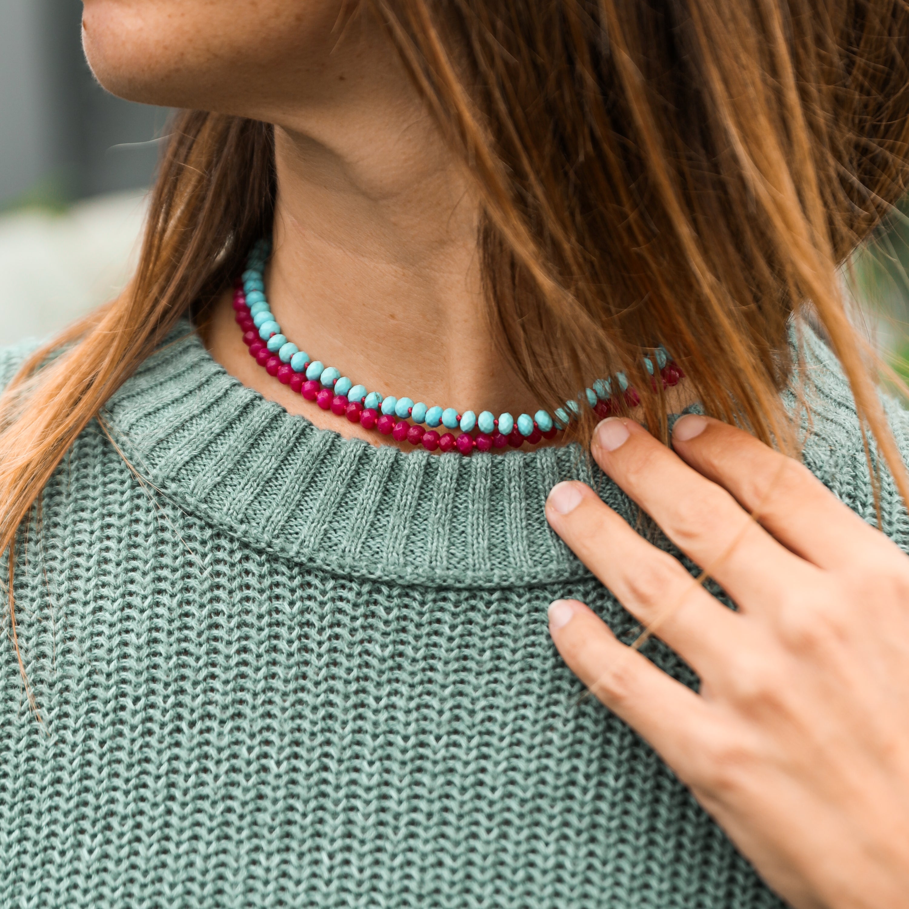 Turquoise + 14k Gold Filled Toggle || Gemstone Necklace