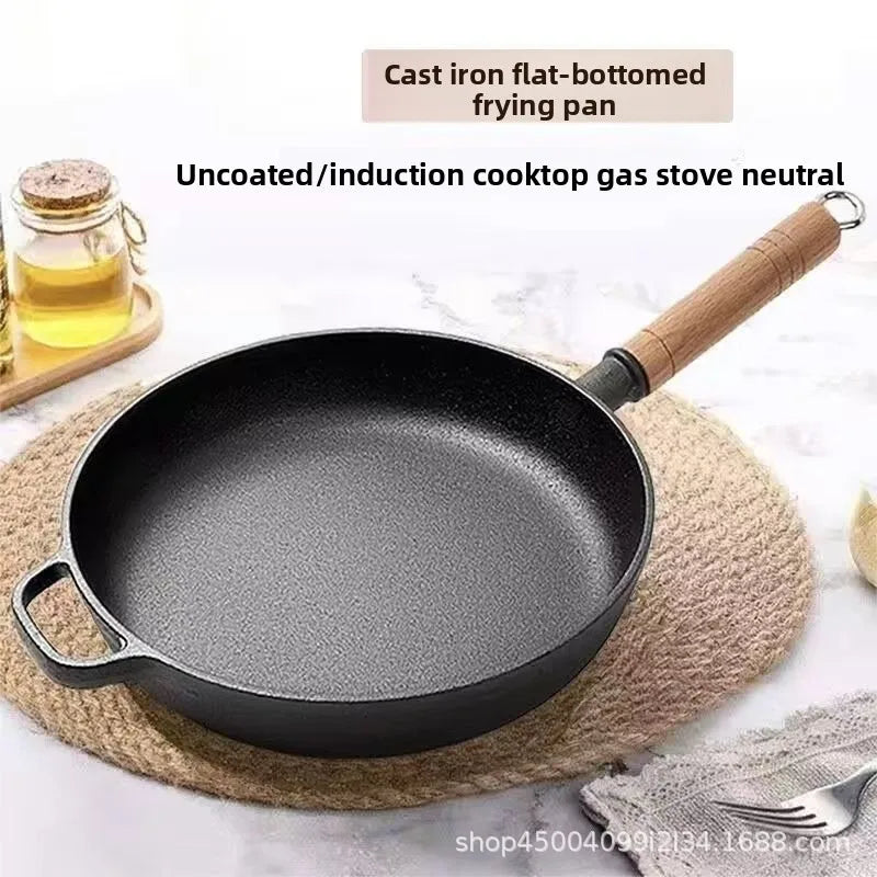 Cast Iron Flat Bottom Skillet | Uncoated Steak & Pancake Pan