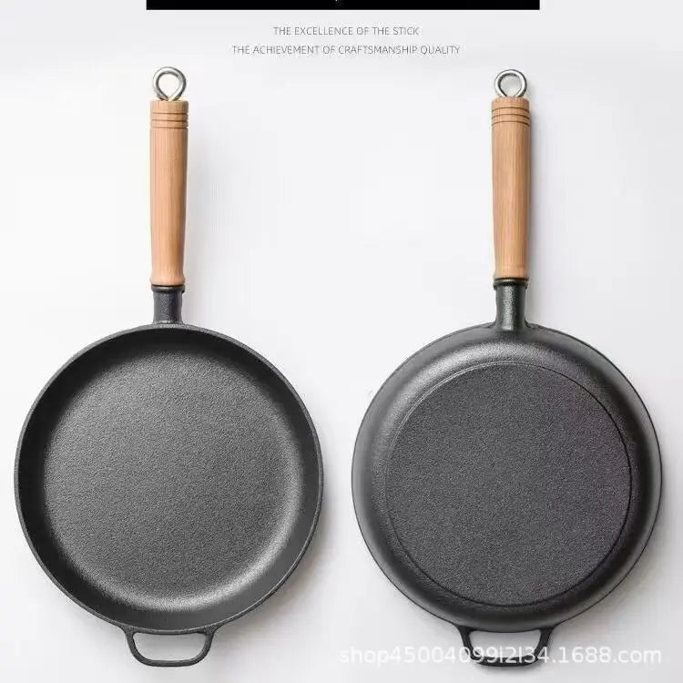 Cast Iron Flat Bottom Skillet | Uncoated Steak & Pancake Pan