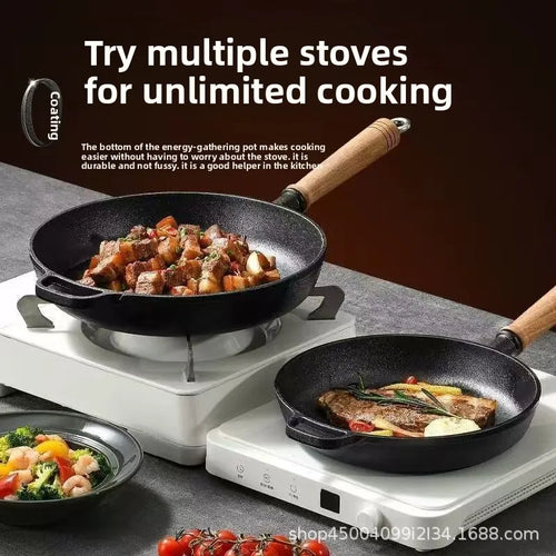 Cast Iron Flat Bottom Skillet | Uncoated Steak & Pancake Pan