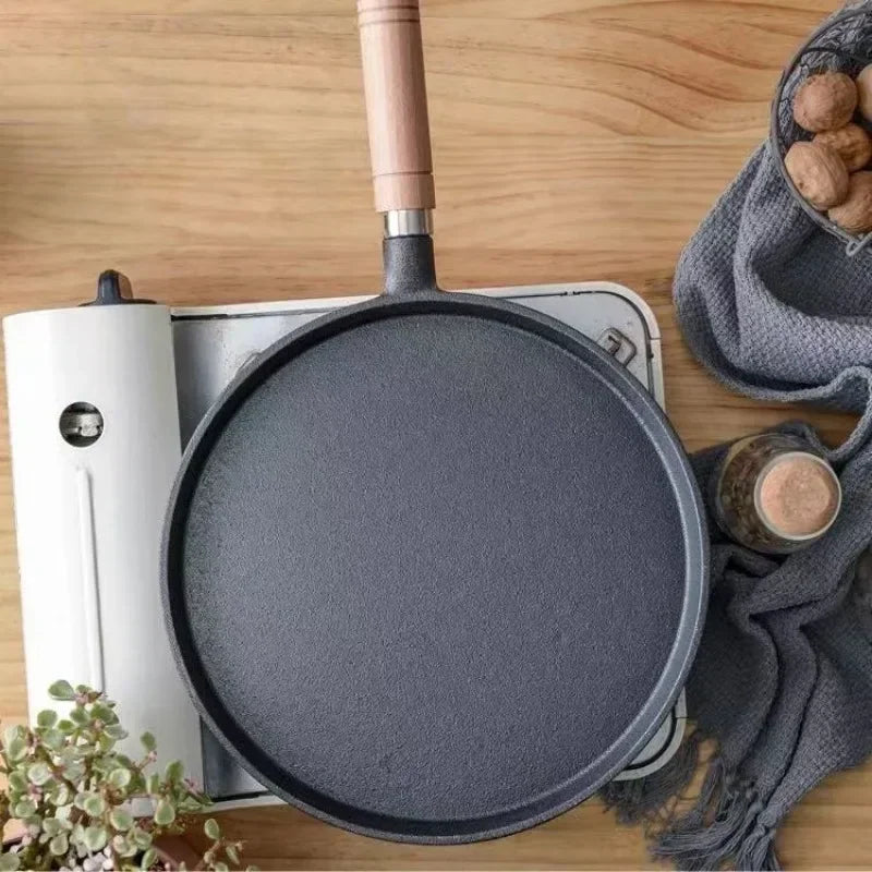 Cast Iron Frying Pan | Uncoated Crepe, Egg & Steak Skillet for Gas & Induction
