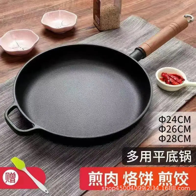 Cast Iron Flat Bottom Skillet | Uncoated Steak & Pancake Pan