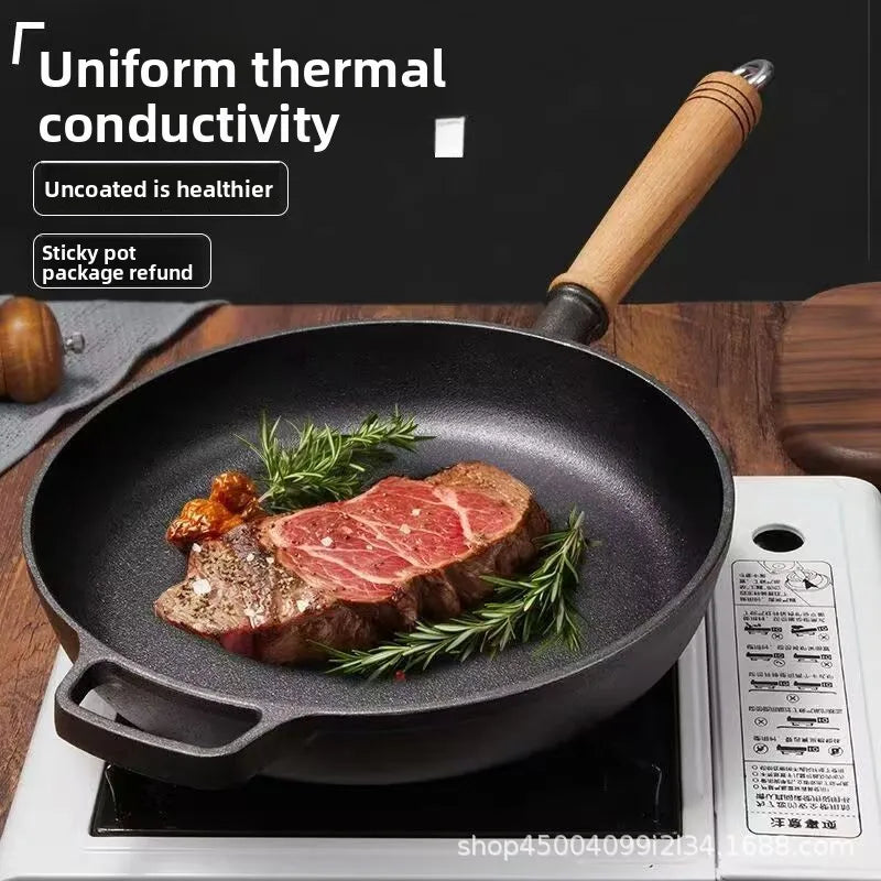 Cast Iron Flat Bottom Skillet | Uncoated Steak & Pancake Pan