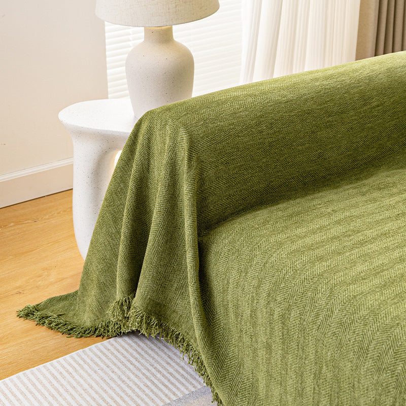 Chenille Herringbone Sofa Cover – Skin-Friendly & Machine Washable